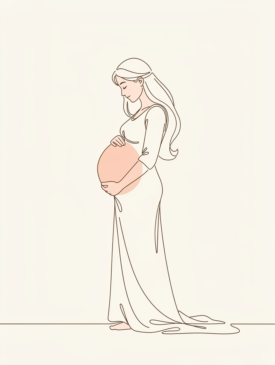 An illustration of a pregnant woman cradling her belly